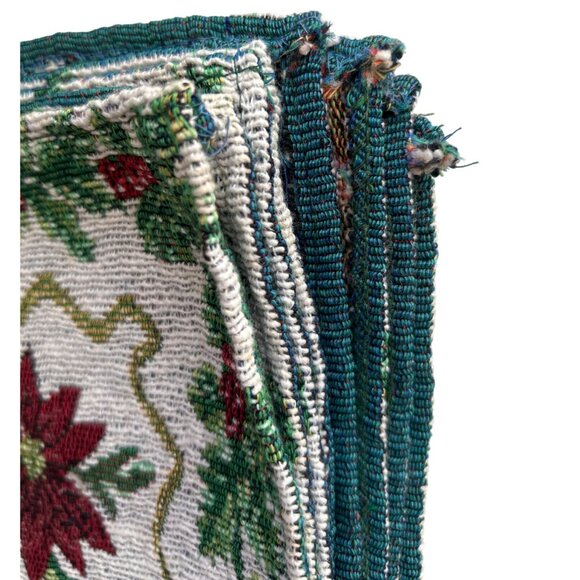 Vintage Red & Green Christmas Poinsettia Tapestry Placemat Set Of 4 - Picture 8 of 8